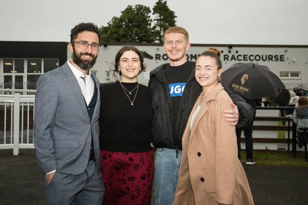 Nathan Hayes, Alicia Dwvillaba, Joseph Maloney and Rebecca Falco pictured enjoying an evening at Roscommon Races. Pic: Michelle Hughes Walsh Nathan Hayes, Alicia Dwvillaba, Joseph Maloney and Rebecca Falco pictured enjoying an evening at Roscommon Races. Pic: Michelle Hughes Walsh