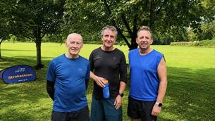 <p>Donie Maher, Paddy Diffley, and Sean Moylan who took part in Strokestown Parkrun last weekend.</p>