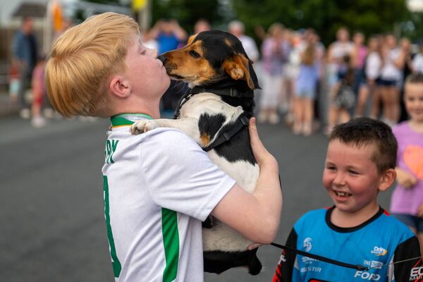 Donnachanreceives the biggest welcome of all from Dozer. Pic: Breda Durr