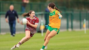 <p>Boyle's Roisín Wynne tries to motor past Sorcha Bruen during her side's championship victory against Shannon Gaels at Tom Collins Park, Croghan, on Sunday last.</p>
