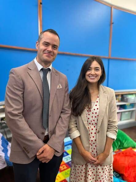 Principal, Mr Fergal McGlade, and Acting Deputy Principal, Ms Jessica Gilmartin, at Lecarrow Community National School. 