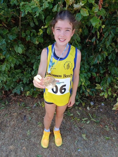 Hannah Deely, Tarmonbarry/Scramogue, gold medal winner in the U-10 100 metres at the national finals in Carlow.