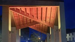 <p>The council's civic space in Roscommon Town illuminated in gold to show support for Childhood Cancer Awareness Month.</p>