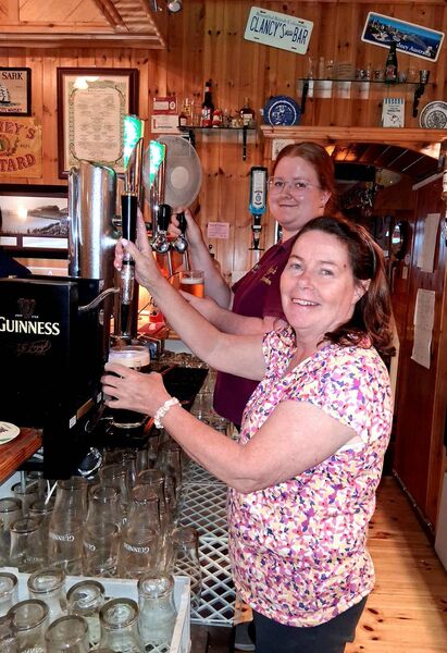 Ann McGonigle (proprietor Clancy's Bar) and Cara Monaghan (staff) busy attending to the locals. Pic: Noreen Gaffney Ann McGonigle (proprietor Clancy's Bar) and Cara Monaghan (staff) busy attending to the locals. Pic: Noreen Gaffney