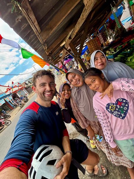 Fergal Guihen pictured with some of the local women he met during his cycle through Indonesia. Fergal Guihen pictured with some of the local women he met during his cycle through Indonesia.