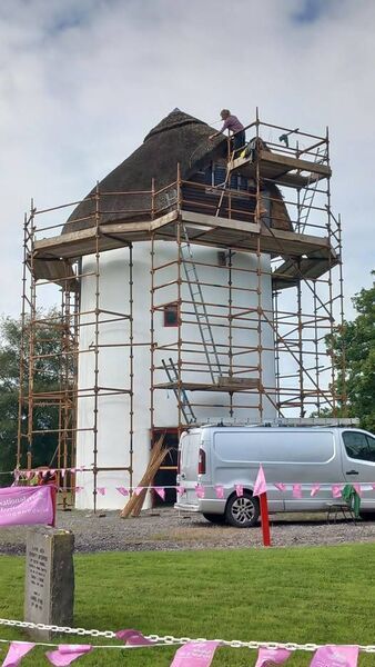 Work on-going at Elphin Windmill to repair the storm damage. Work on-going at Elphin Windmill to repair the storm damage.