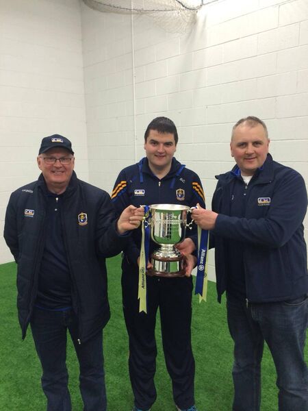 The late Michael Fahey (left) with former secretary, Brian Carroll, and former treasurer, Joe Gilligan, after Roscommon won the Division Two League Cup against Down in Croke Park in 2015. 