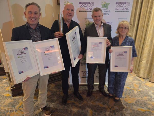 Photograph of the Year winner at the Local Ireland Media Awards, Gerard O'Loughlin, with Roscommon Herald nominees Richard Canny, Deputy Editor; Ian Cooney, Sports Editor, and Christina McHugh, Editor. 