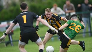 <p>Strokestown goalkeeper Niall Curley and Dylan Owens helped Strokestown progress to the Hodson Bay Group senior football championship semi final.</p>