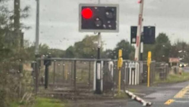 Vehicle strikes barrier at level crossing in County Roscommon