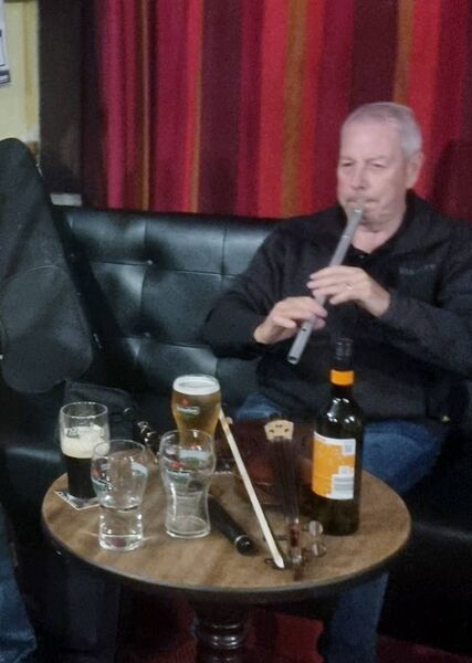 Terry Clarke Coyne, Liverpool joined the Tuesday night session in The Tower Inn last week. Terry is a great flute, fiddle, whistle player and also a lovely singer. Terry Clarke Coyne, Liverpool joined the Tuesday night session in The Tower Inn last week. Terry is a great flute, fiddle, whistle player and also a lovely singer.