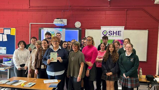 <p>Staff of Elphin Community College with Cllr Valerie Byrne and Professor Pauline Cullen, Sociology Department Maynooth University and research assistant Emma O'Toole who hosted a school roadshow last week part of the 'Supporting Women and Diversity through engagement with Local Government' campaign, supported by SHE - See Her Elected and Roscommon Women's Network - RWN.</p>