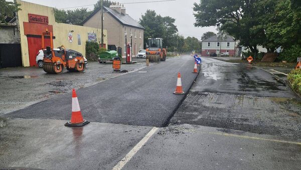 The road resurfacing taking place in Ballintubber village. The road resurfacing taking place in Ballintubber village.