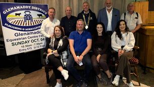 <p>Pictured at the recent launch of the Glenamaddy District Ploughing and Agricultural Show were back row: Deputy Peter Roche, Eugene Morgan (assistant treasurer), Andrew Reddington (Cathaoirleach Galway County Council), Councillor Peter Keaveney, and Rob Pridding (vice-chairperson). Front: Niamh Morgan (treasurer), Padraig Collins (chairperson), Lisa Kelly (secretary), Aisling Lavelle (PRO).</p> <p>Pictured at the recent launch of the Glenamaddy District Ploughing and Agricultural Show were back row: Deputy Peter Roche, Eugene Morgan (assistant treasurer), Andrew Reddington (Cathaoirleach Galway County Council), Councillor Peter Keaveney, and Rob Pridding (vice-chairperson). Front: Niamh Morgan (treasurer), Padraig Collins (chairperson), Lisa Kelly (secretary), Aisling Lavelle (PRO).</p>