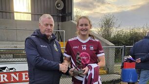 <p>Boyle forward, Aisling Feely, receives the Player of the Match award from Roscommon LGFA Chairperson, Pat Heneghan, following her side's senior ladies' football championship final victory against Clann na nGael in Ballyleague. Picture: Roscommon LGFA </p> <p>Boyle forward, Aisling Feely, receives the Player of the Match award from Roscommon LGFA Chairperson, Pat Heneghan, following her side's senior ladies' football championship final victory against Clann na nGael in Ballyleague. Picture: Roscommon LGFA </p>
