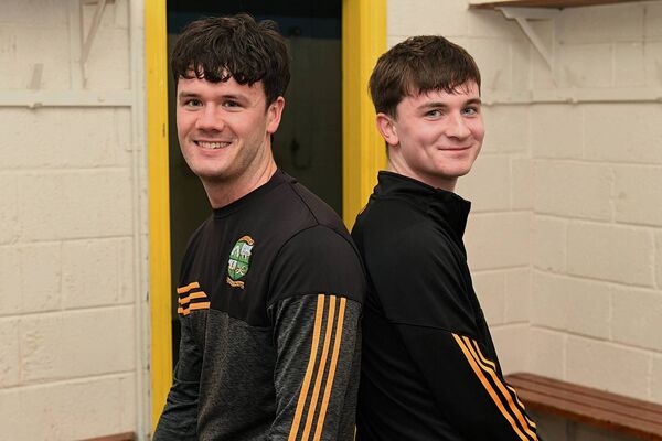 Four Roads senior hurlers, Oisín Flynn and Jamie Kelly, at training in Ballyforan ahead of Sunday's county final against St. Dominic's. Four Roads senior hurlers, Oisín Flynn and Jamie Kelly, at training in Ballyforan ahead of Sunday's county final against St. Dominic's.