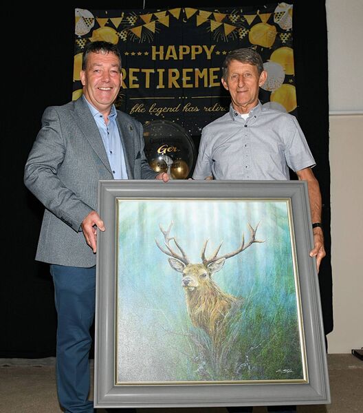Retired principal of Creggs NS Ger Dowd receiving a presentation from Martin Connolly, chairperson of Creggs NS Parents’ Council. Pic: Gerard O'Loughlin Retired principal of Creggs NS Ger Dowd receiving a presentation from Martin Connolly, chairperson of Creggs NS Parents’ Council. Pic: Gerard O'Loughlin