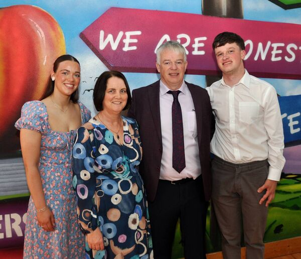Kieran Dowd on the occasion of his retirement from Tarmon NS, Castlerea with his wife Monica, their son Eoin, and daughter Eabha. Pic: Liam Reynolds Kieran Dowd on the occasion of his retirement from Tarmon NS, Castlerea with his wife Monica, their son Eoin, and daughter Eabha. Pic: Liam Reynolds