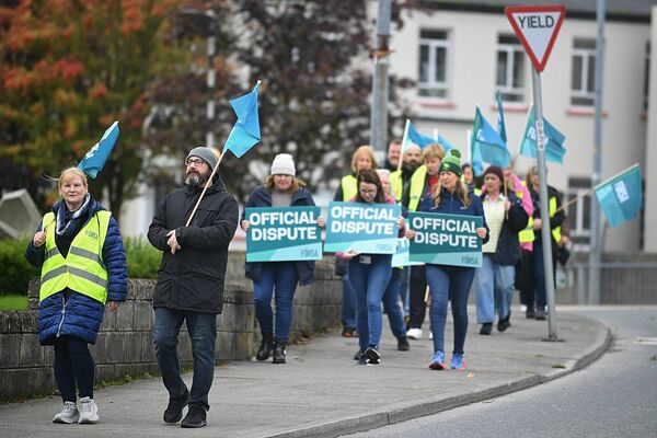 Hundreds of public sector workers in Roscommon Town staged industrial action today. Pic: Ger O'Loughlin Hundreds of public sector workers in Roscommon Town staged industrial action today. Pic: Ger O'Loughlin
