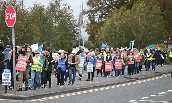 Roscommon hospital staff on strike today. Pic: Ger O'Loughlin Roscommon hospital staff on strike today. Pic: Ger O'Loughlin