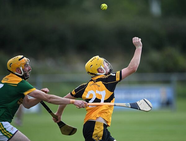 Declan Leonard, pictured here battling for possession with James Cunniffe, has been named at full back on the Roscommon Herald Hurling Team of the Year Declan Leonard, pictured here battling for possession with James Cunniffe, has been named at full back on the Roscommon Herald Hurling Team of the Year