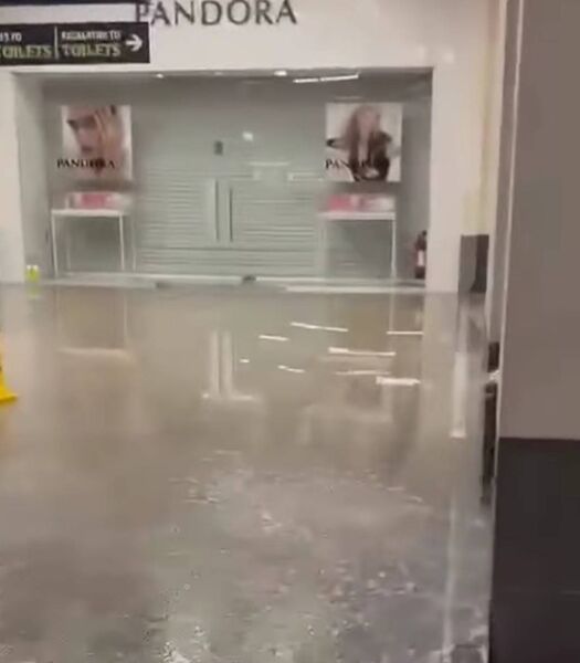 The shopping centre was extensively flooded. The shopping centre was extensively flooded.