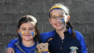 <p>Marie Fallon and Amy Doolan decked out in the St. Aidan's colours for Saturday's Junior A football final at King and Moffatt Dr. Hyde Park. </p> <p>Marie Fallon and Amy Doolan decked out in the St. Aidan's colours for Saturday's Junior A football final at King and Moffatt Dr. Hyde Park. </p>