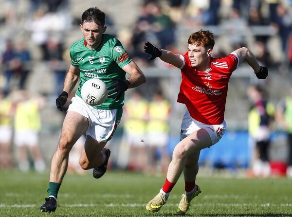 Brian Stack, pictured here being trakced by Adam McGreal, has been named on the Roscommon Herald Senior Club Football Team of the Year. Picture: INPHO/Ashley Cahill
