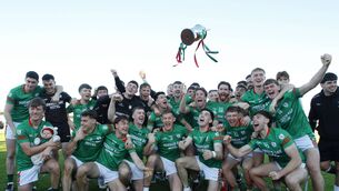 CHAMPIONS AGAIN OLE OLE: The St. Brigid's senior football panel celebrate with the Fahey Cup after retaining their Roscommon senior football championship crown at Pádraig Pearses' expense in King and Moffatt Dr. Hyde Park on Sunday last. Pictures: INPHO/Ashley Cahill CHAMPIONS AGAIN OLE OLE: The St. Brigid's senior football panel celebrate with the Fahey Cup after retaining their Roscommon senior football championship crown at Pádraig Pearses' expense in King and Moffatt Dr. Hyde Park on Sunday last. Pictures: INPHO/Ashley Cahill