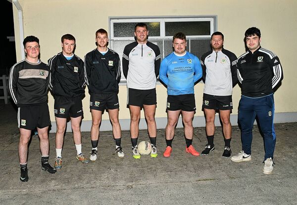 GREENE CLAN: Jack Greene, Eoghan Walsh, Brian Greene, Jamesie Greene, Cathal McDonagh, Thomas Greene, and Aonghus McDonagh at training in Tubber, County Offaly, ahead of Sunday's intermediate football championship final against Tulsk Lord Edwards at King and Moffatt Dr. Hyde Park. Pictures: Gerard O'Loughlin GREENE CLAN: Jack Greene, Eoghan Walsh, Brian Greene, Jamesie Greene, Cathal McDonagh, Thomas Greene, and Aonghus McDonagh at training in Tubber, County Offaly, ahead of Sunday's intermediate football championship final against Tulsk Lord Edwards at King and Moffatt Dr. Hyde Park. Pictures: Gerard O'Loughlin