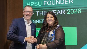 <p>Mark Christal, executive director, Enterprise Ireland and Leah Fletcher, founder and CEO, Dunbar Pharma, winner of the Enterprise Ireland HPSU Founder of the Year 2026 at the awards ceremony in Salesforce Tower, Dublin. Pic: Orla Murray/Coalesce </p> <p>Mark Christal, executive director, Enterprise Ireland and Leah Fletcher, founder and CEO, Dunbar Pharma, winner of the Enterprise Ireland HPSU Founder of the Year 2026 at the awards ceremony in Salesforce Tower, Dublin. Pic: Orla Murray/Coalesce </p>